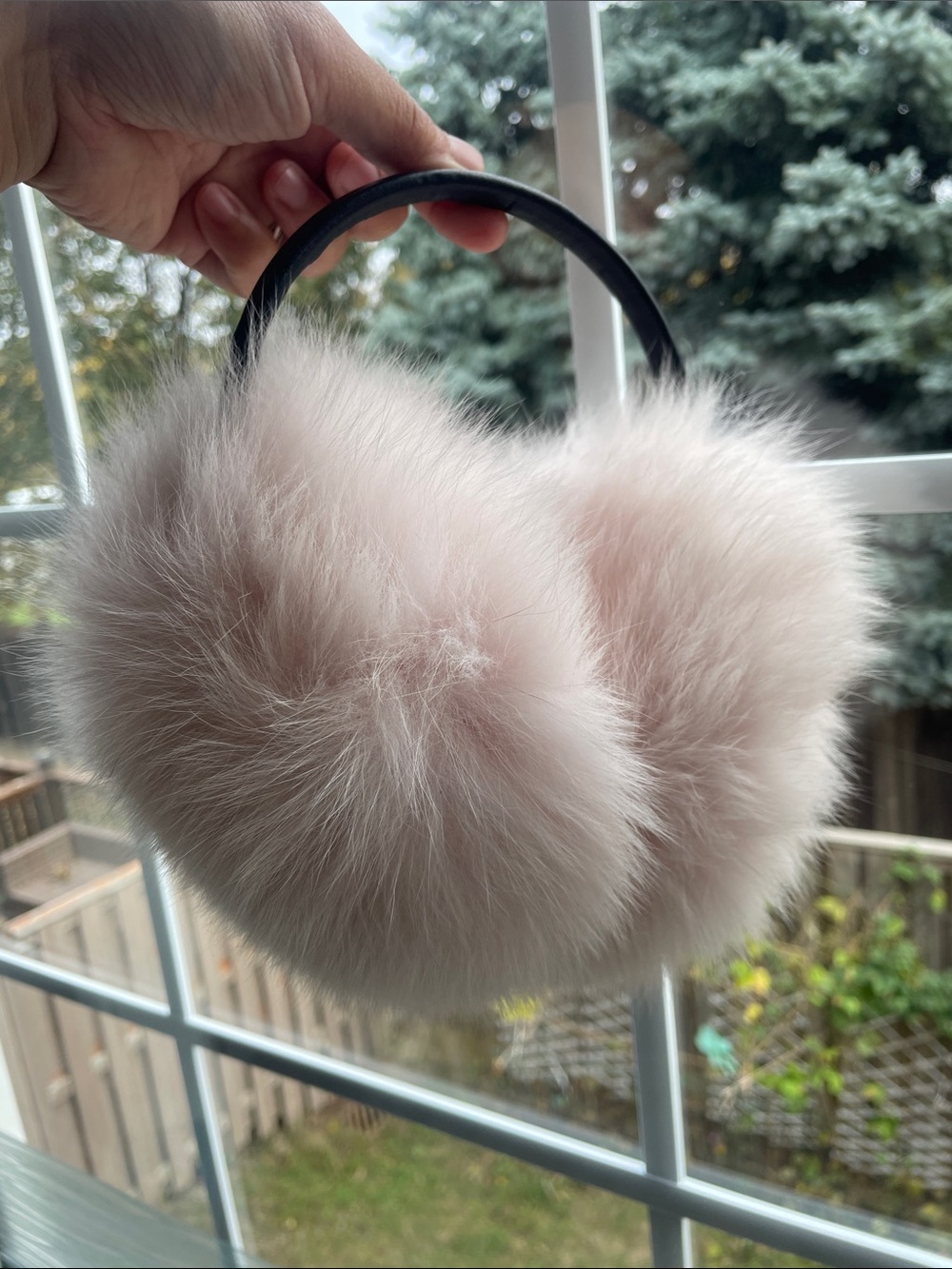 Yves Salomon Rabbit Fur and lambskin  Ear Muffs - Blush Pink